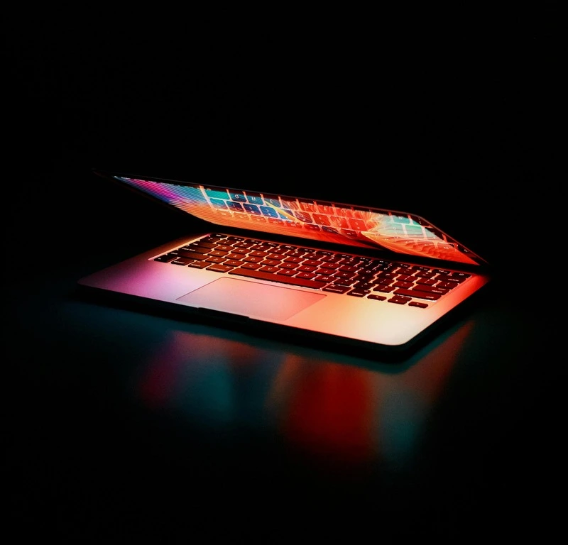 Laptop with glowing screen